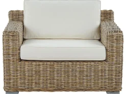 Discount Beliani Set di divani da giardino 4 posti ARDEA Rattan Marrone chiaro Bianco Naturale