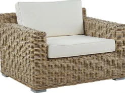 Discount Beliani Set di divani da giardino 4 posti ARDEA Rattan Marrone chiaro Bianco Naturale
