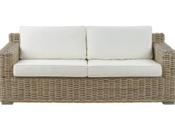 Discount Beliani Set di divani da giardino 4 posti ARDEA Rattan Marrone chiaro Bianco Naturale