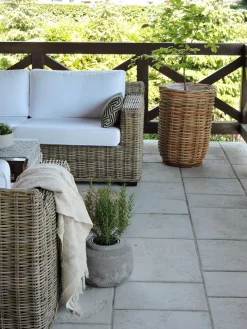 Discount Beliani Set di divani da giardino 4 posti ARDEA Rattan Marrone chiaro Bianco Naturale