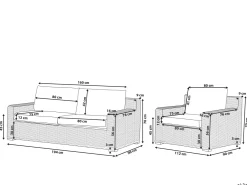 Discount Beliani Set di divani da giardino 4 posti ARDEA Rattan Marrone chiaro Bianco Naturale