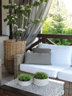 Discount Beliani Set di divani da giardino 4 posti ARDEA Rattan Marrone chiaro Bianco Naturale