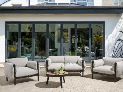 Beliani Set di divani da giardino 4 posti ESPERIA Metallo Grigio Grigio Nero