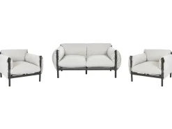 Beliani Set di divani da giardino 4 posti ESPERIA Metallo Grigio Grigio Nero