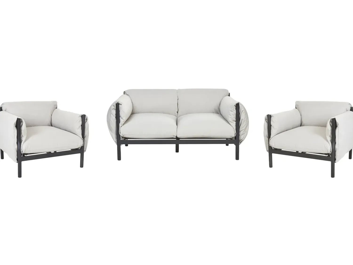 Beliani Set di divani da giardino 4 posti ESPERIA Metallo Grigio Grigio Nero