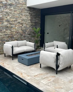 Beliani Set di divani da giardino 4 posti ESPERIA Metallo Grigio Grigio Nero