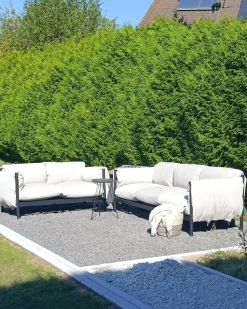 Beliani Set di divani da giardino 5 posti ESPERIA Metallo Grigio Grigio Nero