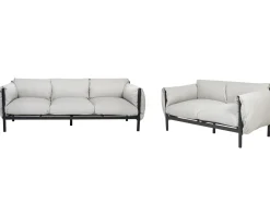 Beliani Set di divani da giardino 5 posti ESPERIA Metallo Grigio Grigio Nero