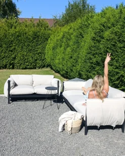 Beliani Set di divani da giardino 5 posti ESPERIA Metallo Grigio Grigio Nero