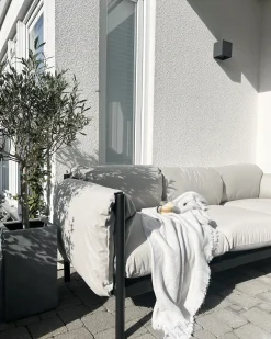 Beliani Set di divani da giardino 5 posti ESPERIA Metallo Grigio Grigio Nero