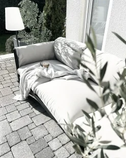 Beliani Set di divani da giardino 5 posti ESPERIA Metallo Grigio Grigio Nero