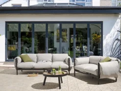 Beliani Set di divani da giardino 5 posti ESPERIA Metallo Grigio Grigio Nero