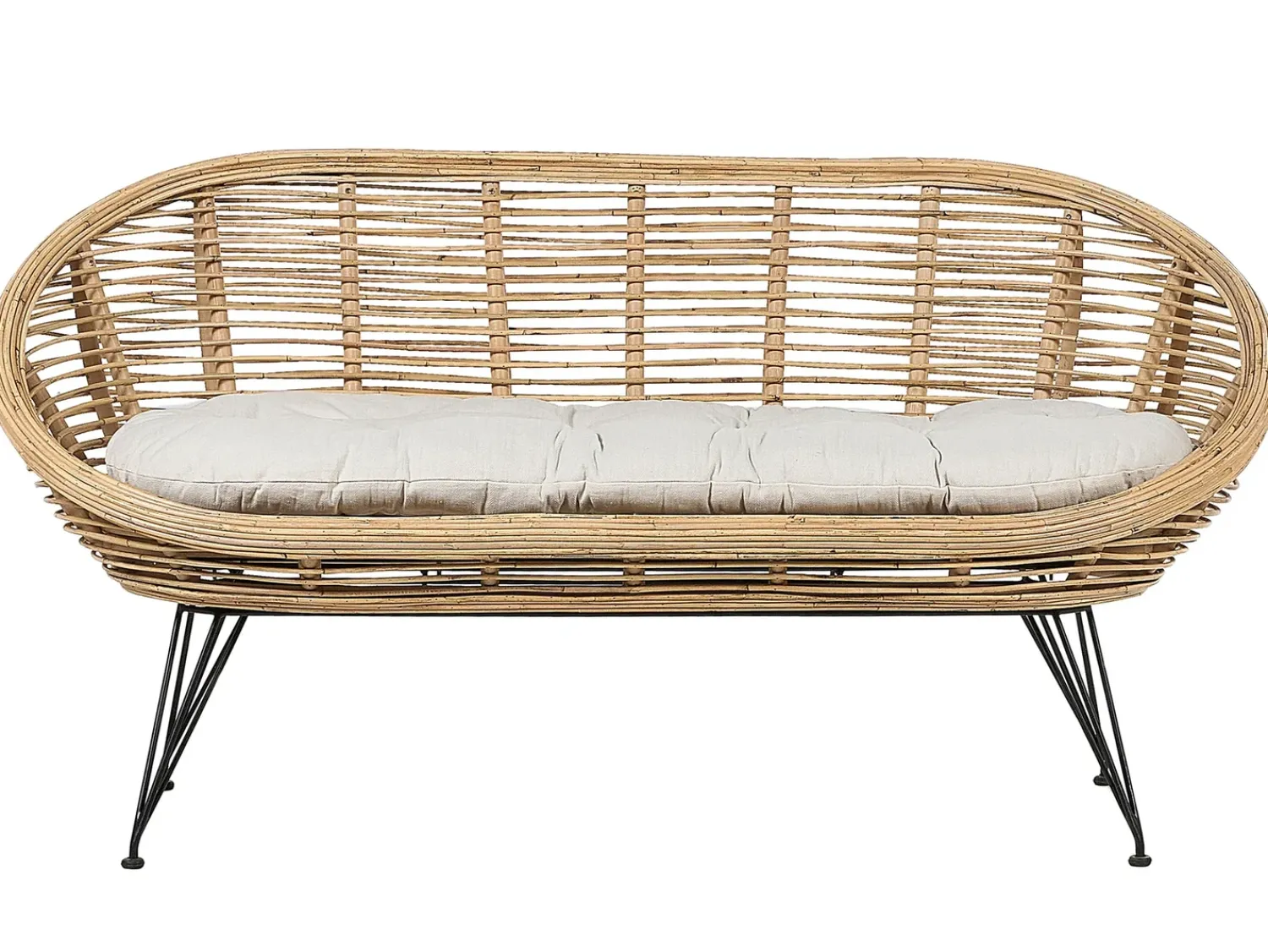 New Beliani Set di divani da giardino 4 posti MARATEA Rattan Naturale Beige Naturale Nero