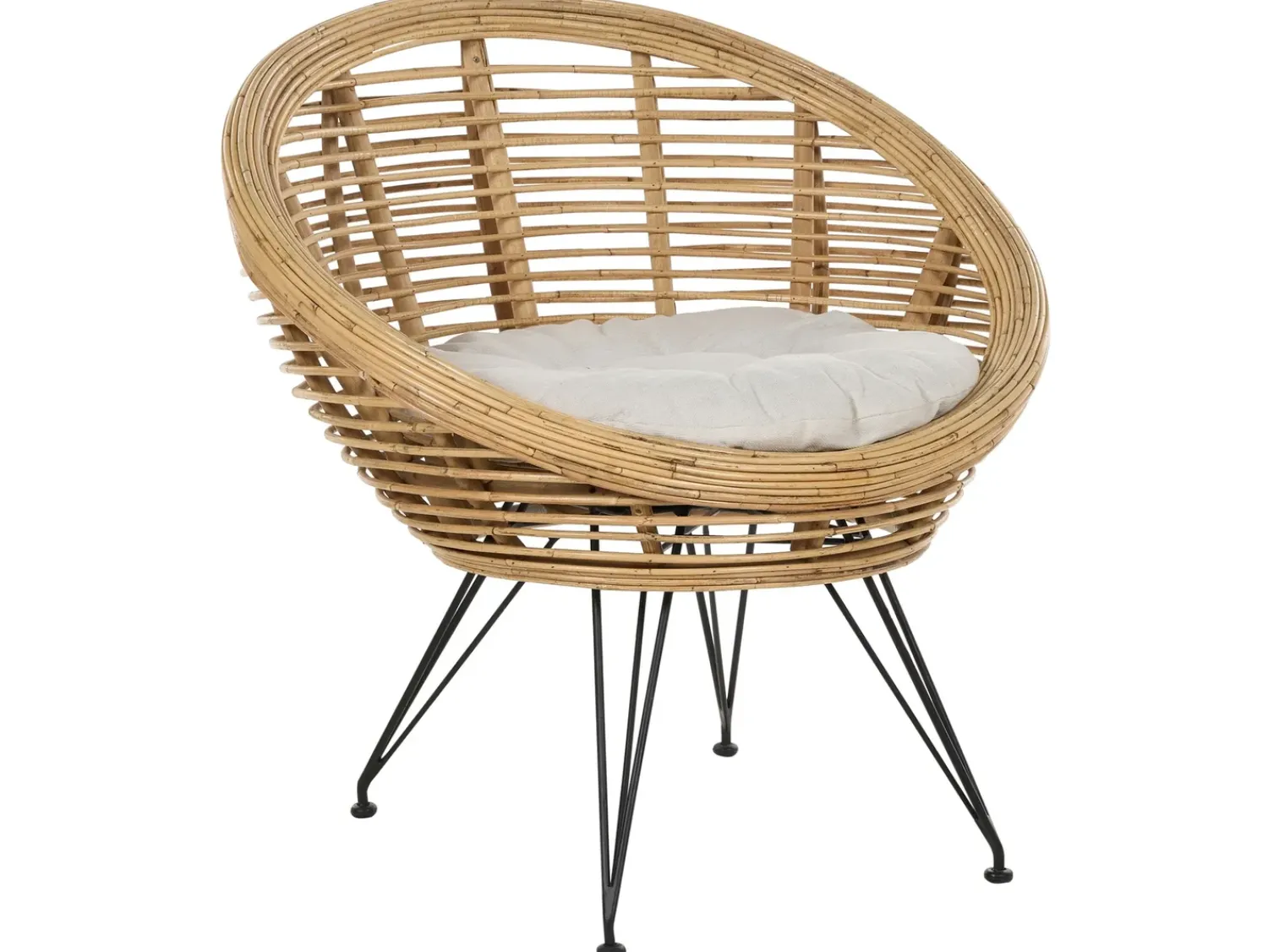 New Beliani Set di divani da giardino 4 posti MARATEA Rattan Naturale Beige Naturale Nero