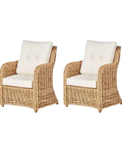 Sale Beliani Set di divani da giardino 5 posti ALESSANO Rattan Naturale Bianco Naturale