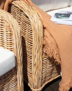 Sale Beliani Set di divani da giardino 5 posti ALESSANO Rattan Naturale Bianco Naturale