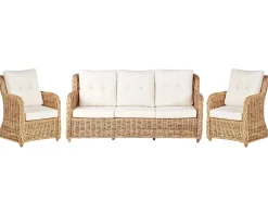 Sale Beliani Set di divani da giardino 5 posti ALESSANO Rattan Naturale Bianco Naturale