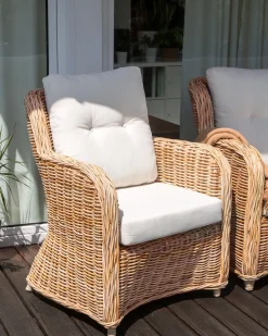 Sale Beliani Set di divani da giardino 5 posti ALESSANO Rattan Naturale Bianco Naturale