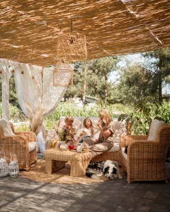 Sale Beliani Set di divani da giardino 5 posti ALESSANO Rattan Naturale Bianco Naturale