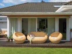 Online Beliani Set di divani da giardino 4 posti MAIORI Rattan Naturale Beige Naturale