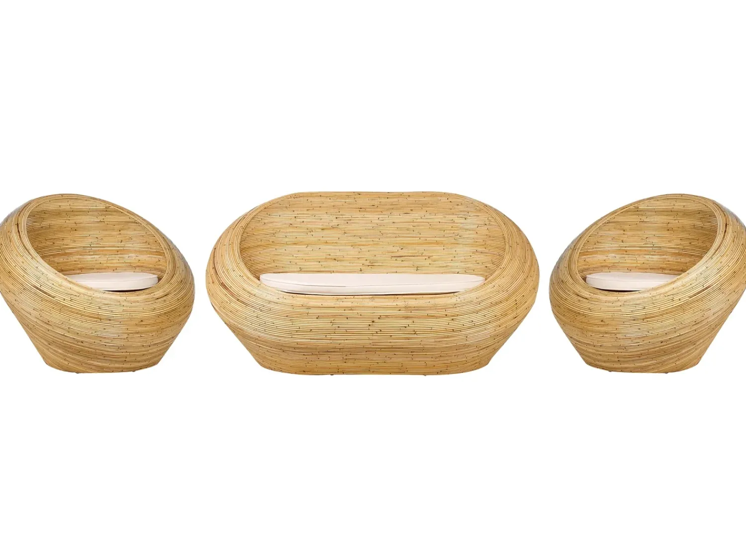 Online Beliani Set di divani da giardino 4 posti MAIORI Rattan Naturale Beige Naturale