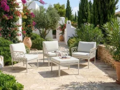 Beliani Set di divani da giardino 4 posti ERICHE Beige chiaro Beige Marrone