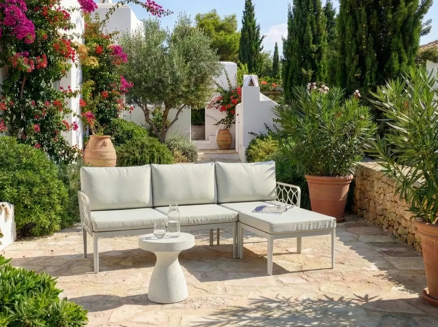 Beliani Set di divani da giardino 4 posti ERICHE Beige chiaro Beige Marrone