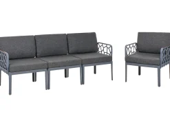Hot Beliani Set di divani da giardino 4 posti ERICHE Grigio scuro Marrone Grigio