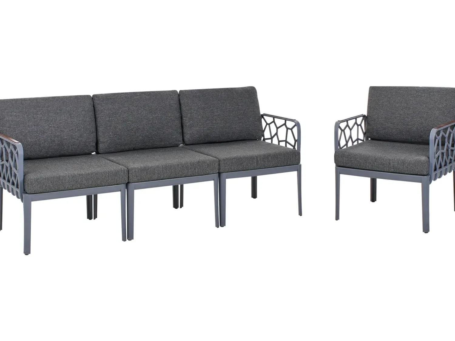 Hot Beliani Set di divani da giardino 4 posti ERICHE Grigio scuro Marrone Grigio