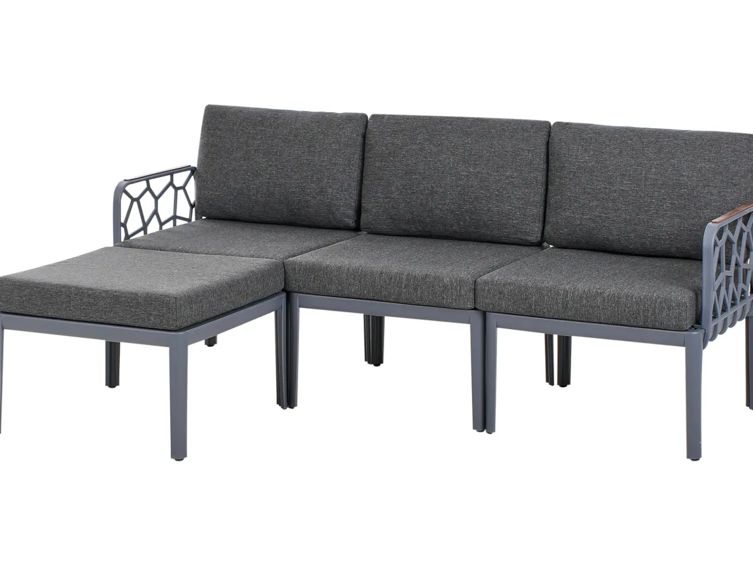 Hot Beliani Set di divani da giardino 4 posti ERICHE Grigio scuro Marrone Grigio