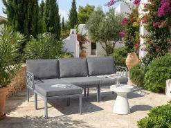 Hot Beliani Set di divani da giardino 4 posti ERICHE Grigio scuro Marrone Grigio