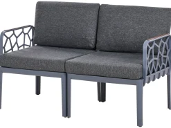 Hot Beliani Set di divani da giardino 4 posti ERICHE Grigio scuro Marrone Grigio