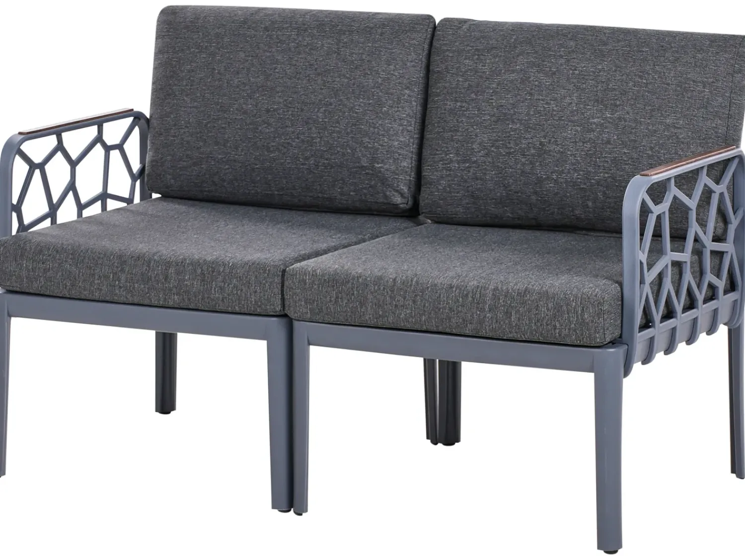Hot Beliani Set di divani da giardino 4 posti ERICHE Grigio scuro Marrone Grigio