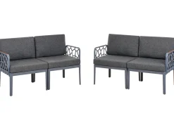 Hot Beliani Set di divani da giardino 4 posti ERICHE Grigio scuro Marrone Grigio