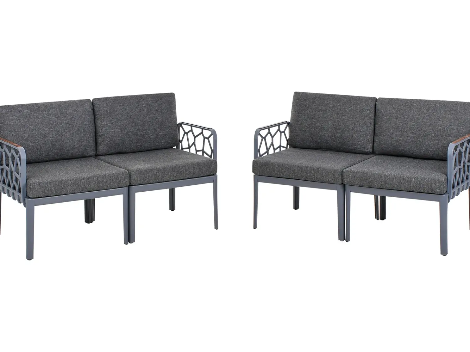 Hot Beliani Set di divani da giardino 4 posti ERICHE Grigio scuro Marrone Grigio