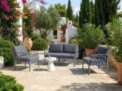Hot Beliani Set di divani da giardino 4 posti ERICHE Grigio scuro Marrone Grigio