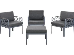 Hot Beliani Set di divani da giardino 4 posti ERICHE Grigio scuro Marrone Grigio