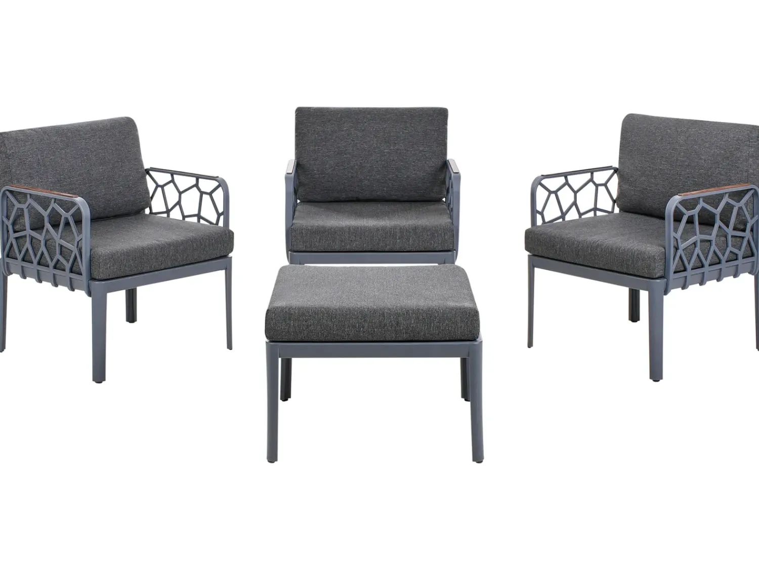 Hot Beliani Set di divani da giardino 4 posti ERICHE Grigio scuro Marrone Grigio