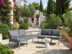 Hot Beliani Set di divani da giardino 4 posti ERICHE Grigio scuro Marrone Grigio