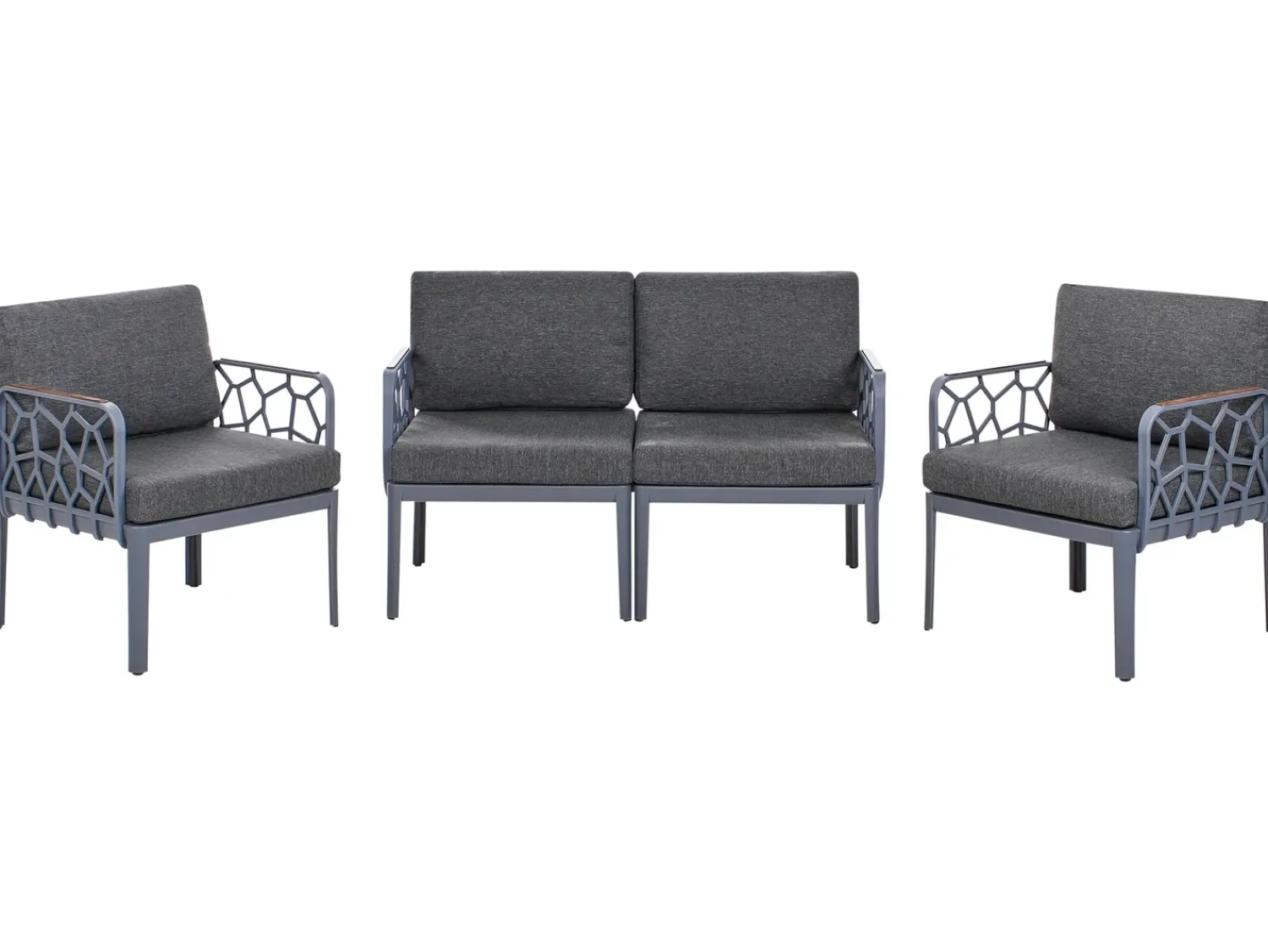 Hot Beliani Set di divani da giardino 4 posti ERICHE Grigio scuro Marrone Grigio