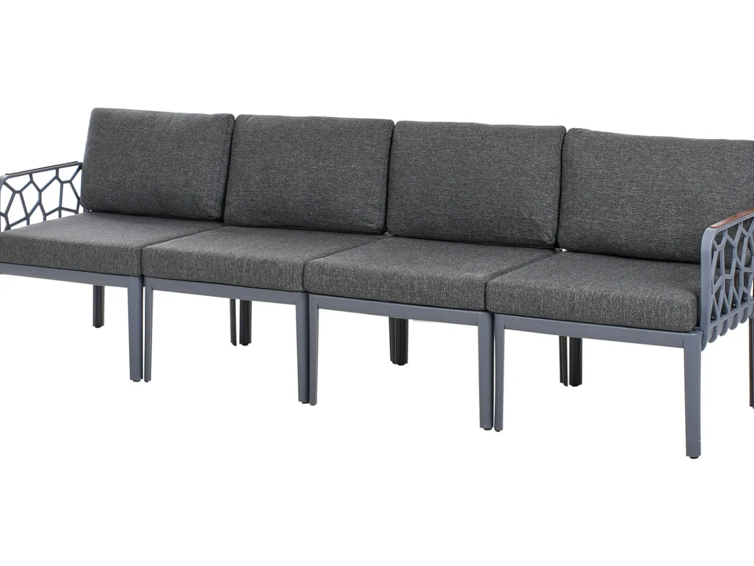 Hot Beliani Set di divani da giardino 4 posti ERICHE Grigio scuro Marrone Grigio