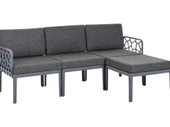Hot Beliani Set di divani da giardino 4 posti ERICHE Grigio scuro Marrone Grigio