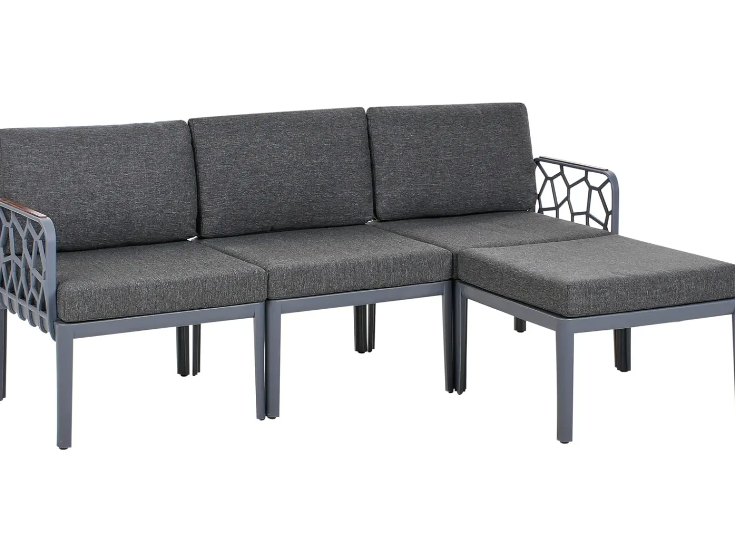 Hot Beliani Set di divani da giardino 4 posti ERICHE Grigio scuro Marrone Grigio