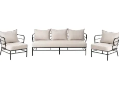 Best Beliani Set di divani da giardino 5 posti PONZONE Metallo Beige chiaro Beige Nero