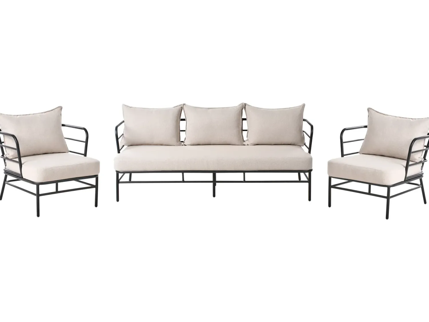 Best Beliani Set di divani da giardino 5 posti PONZONE Metallo Beige chiaro Beige Nero