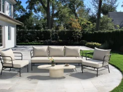 Best Beliani Set di divani da giardino 5 posti PONZONE Metallo Beige chiaro Beige Nero
