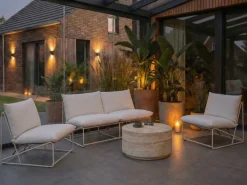 Outlet Beliani Set di divani da giardino 4 posti PICO Metallo chiaro Beige