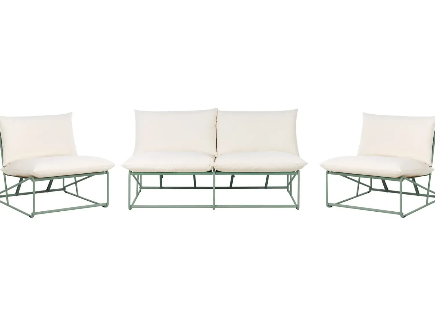 Online Beliani Set di divani da giardino 4 posti PICO Metallo Verde Beige Verde