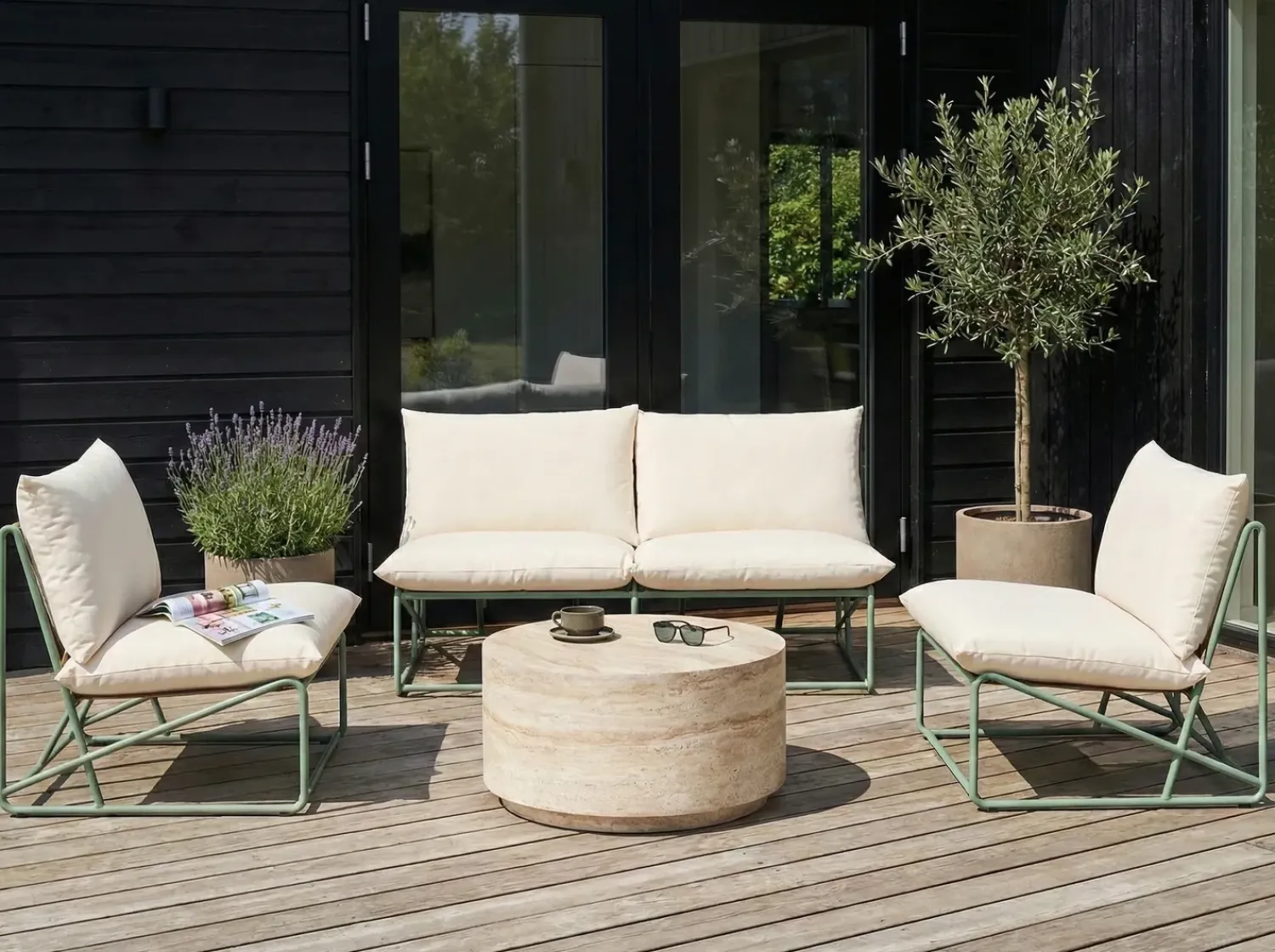 Online Beliani Set di divani da giardino 4 posti PICO Metallo Verde Beige Verde