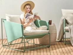 Online Beliani Set di divani da giardino 4 posti PONTE Metallo Verde Beige Verde